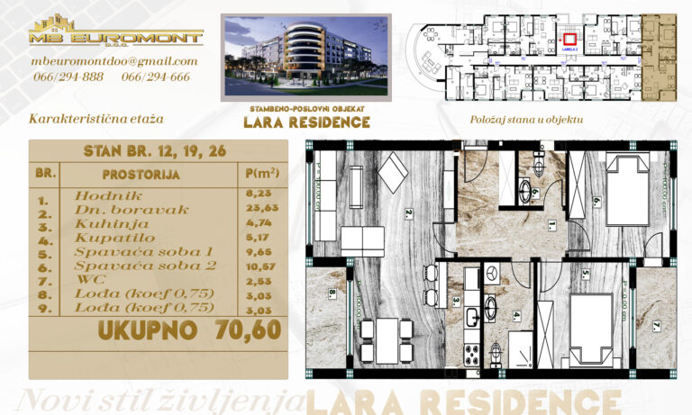 Na prodaju dvosoban stan sa dva balkona od 70 m2 u centru grada Derventa
