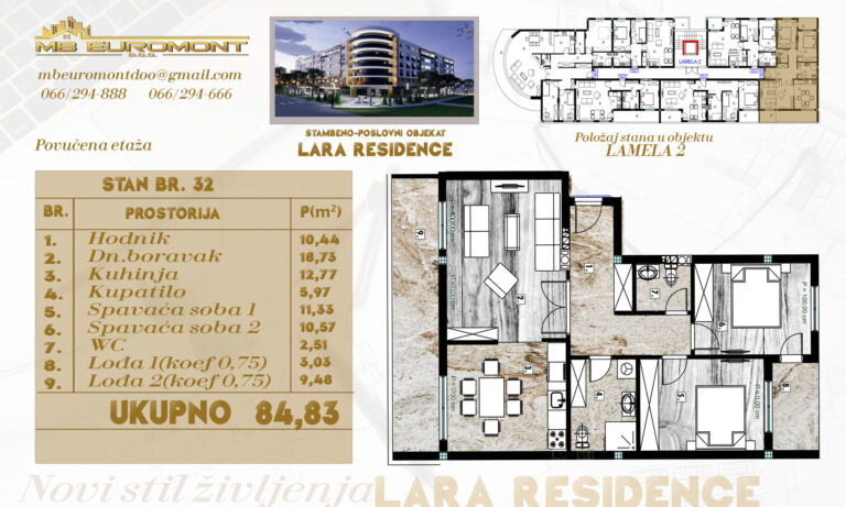 Na prodaju stan od 85 m2 sa dva balkona u centru grada Derventa